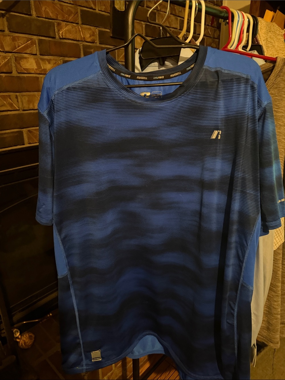 Russell Athletic Men's Blue and Black Swim Rash Guard